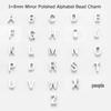 Mirror Polished Steel Alphabet Beads A-Z, 1.8mm Hole, Pendant