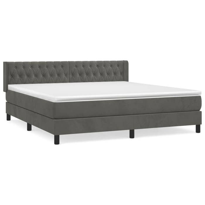 Maison Exclusive - Sommier à lattes de lit et matelas Gris foncé 180x200cm Velours