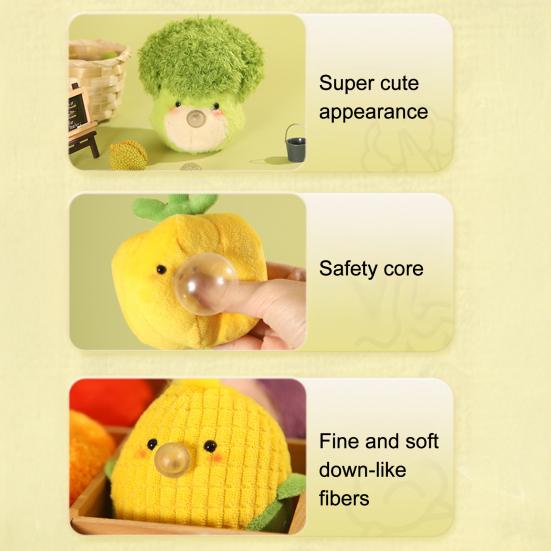 Vegetable Plush Toy Keychain Soft Squeezable Stuffed Animal Keychain Stress Relief Fidget