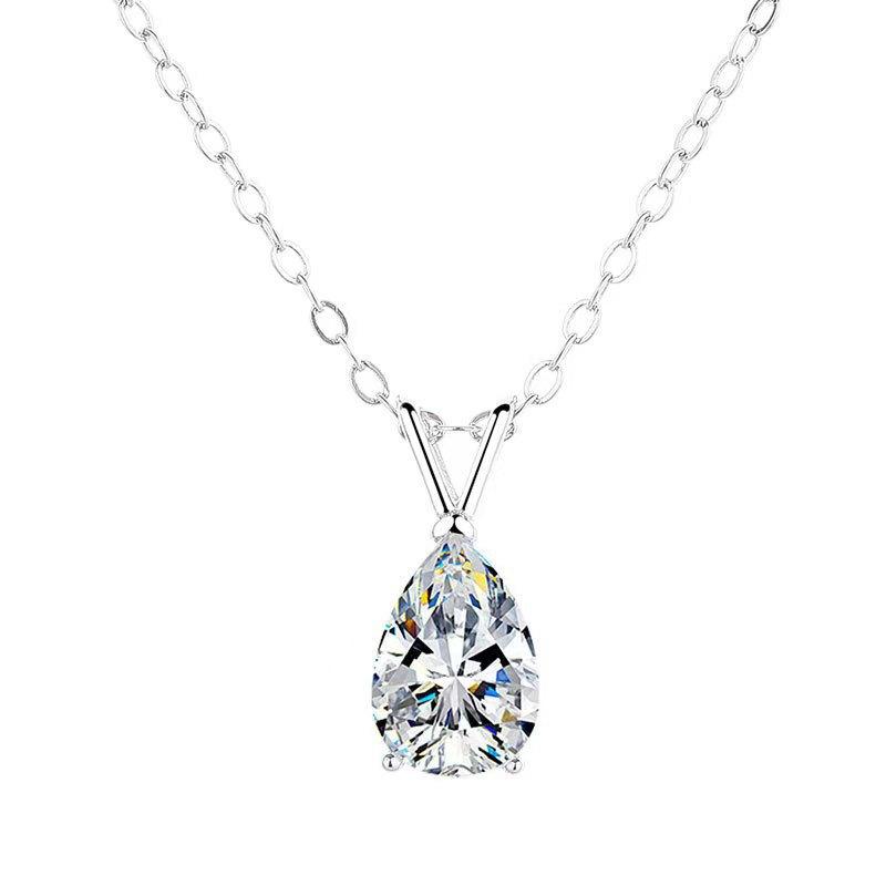 

TEN CARATS S925 sterling silver Moissanite Women s necklace 1.5CT 6* 9mm Diamond pendant Collarbone chain jewelry 1.5CT