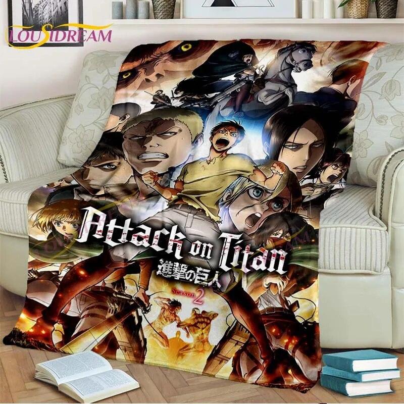 Classic Anime Blanket Attack On Titan Blanket Eren Jaeger Blanket for Bedroom Sofa Livingroom Cartoon Blanket Children's Blanket