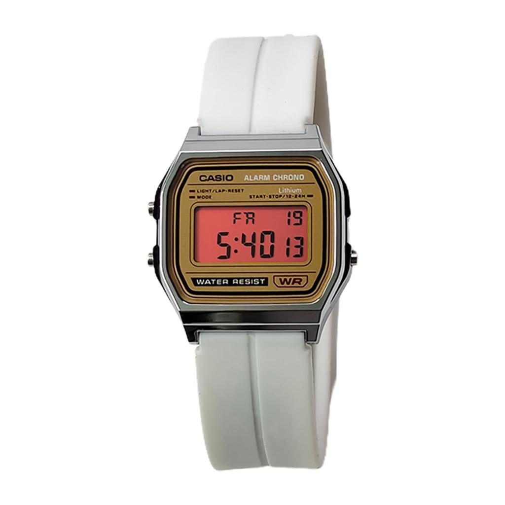 CASIO Custom Collection Electronic Movement Silicone Strap Watch Women's Watch Gold Dial A158WEA-9