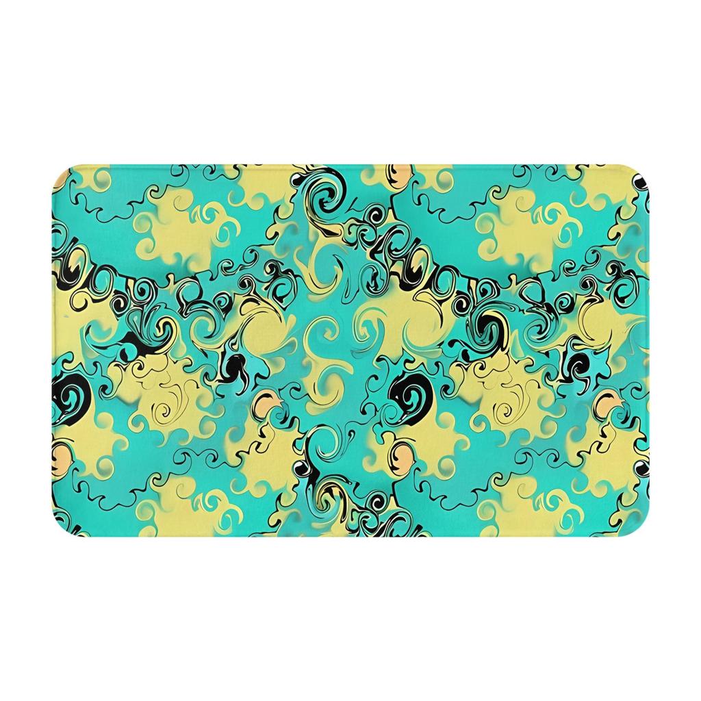 1pc Abstract Teal Paisley Design Christmas Decor Bath Mat Doormat Living Room Carpet Entrance Rug Home Decoration