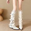 Large size fried street babes looking thin pile fashion big tube circumference knight boots locomotive boots folds autumn and winter