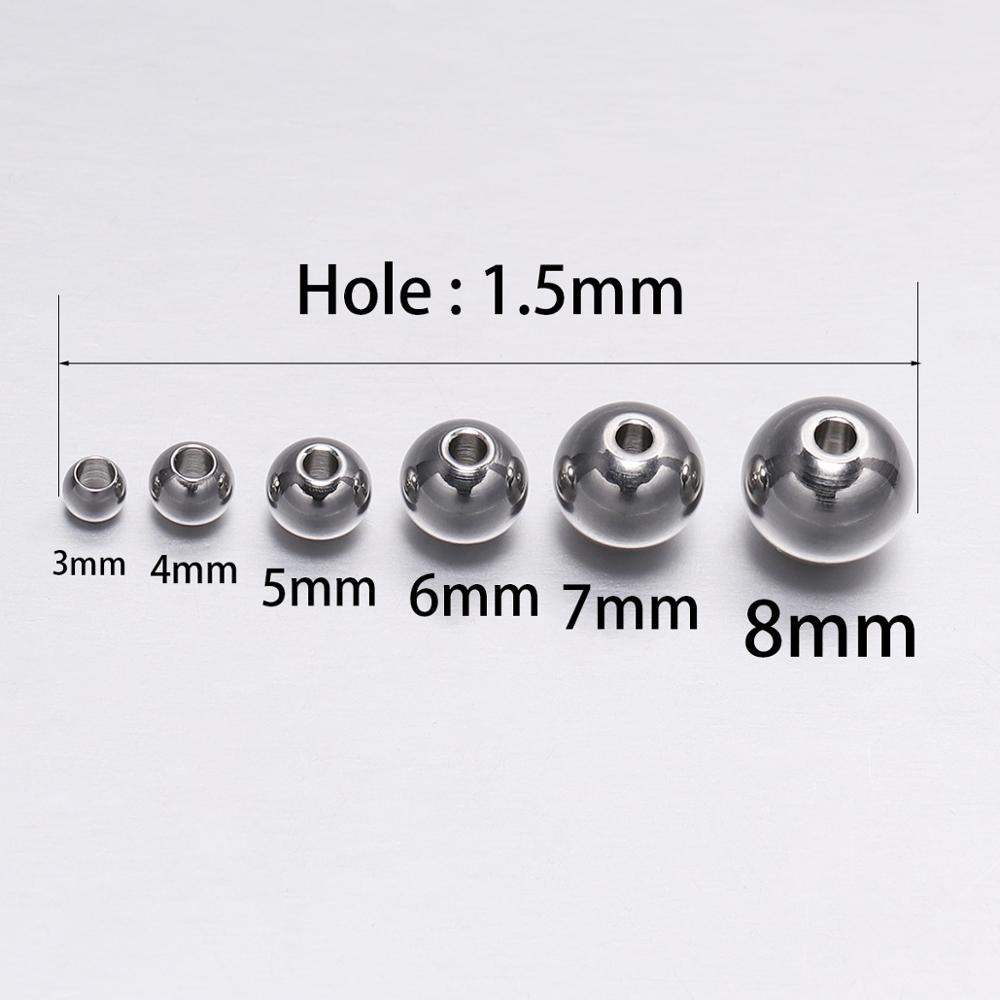 3/4/5/6/7/8MM Distanční korálek z nerezové oceli Kovové kulaté volné vymezovací korálky Pro výrobu šperků Náramek Nálezy pro kutily