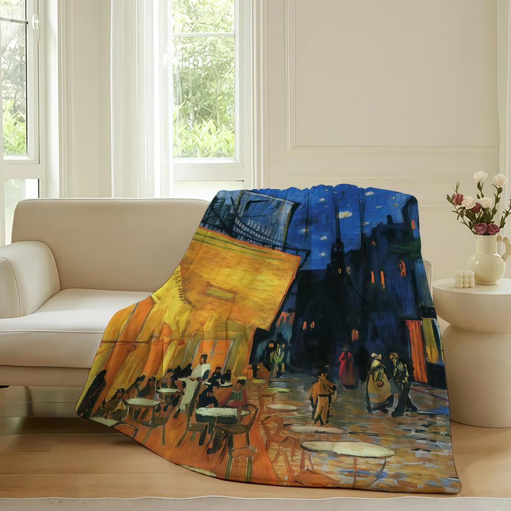 Fashion Print Van Gogh Blanket For Sofa Office Bed Plane Travel Sleep Read Relax Camping Soft And Warm