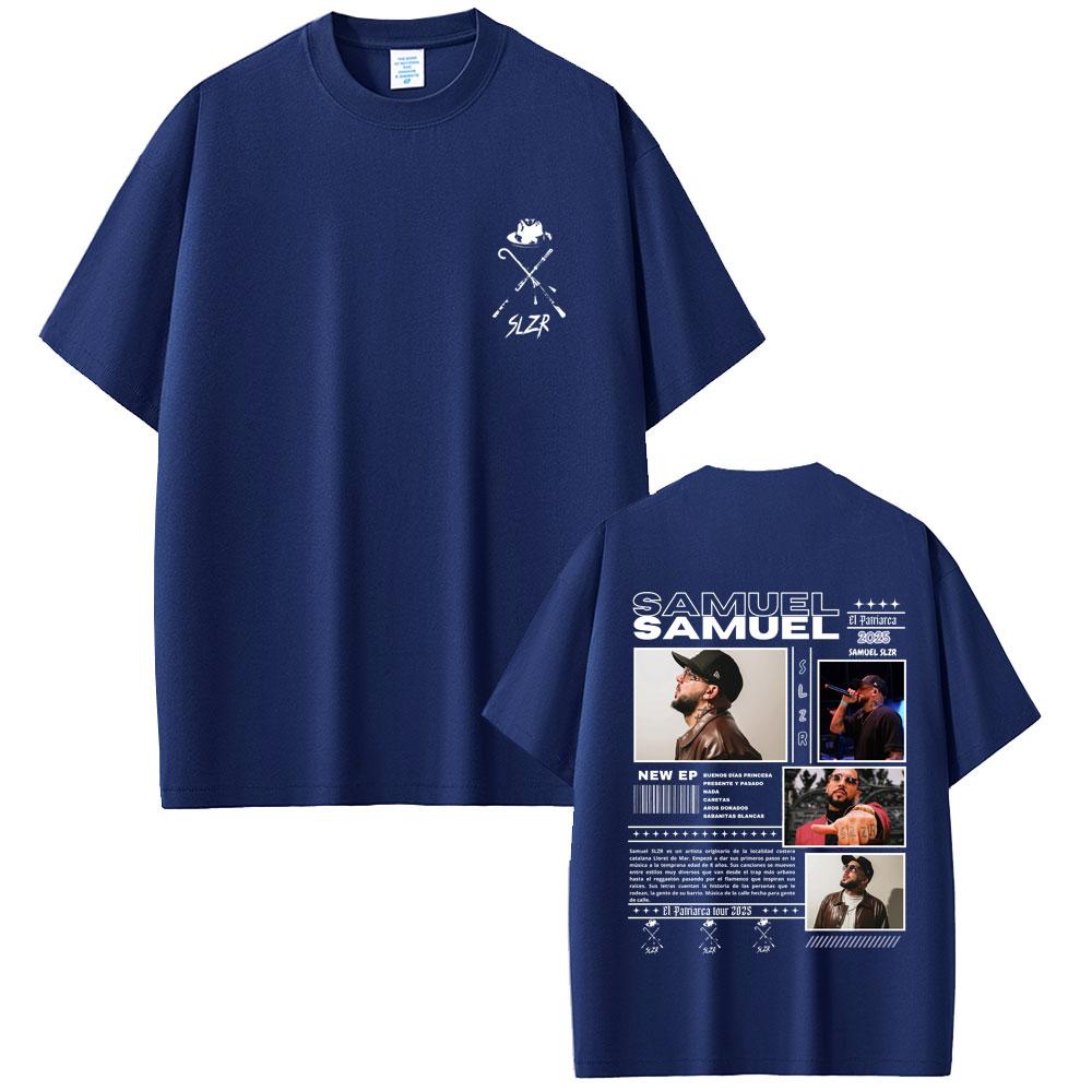 Rapper Samuel Slzr Tour 2025 T Shirts Unisex Women Fashion Hip Hop Oversized Short Sleeve T-shirts Male Casual Cotton Retro T-shirt