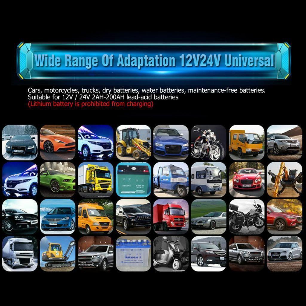 400W 12V/24V Car Battery Charger Intelligent Automatic Pulse Repair Lead acid Battery LCD Display Smart Automobile Motorcycle Charger