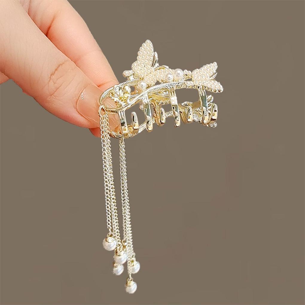 Women Hair Claw Zinc Alloy Personalized Stylish Clip with Tassel Ladies Headwear Decoration Wedding Face Washing Clamp