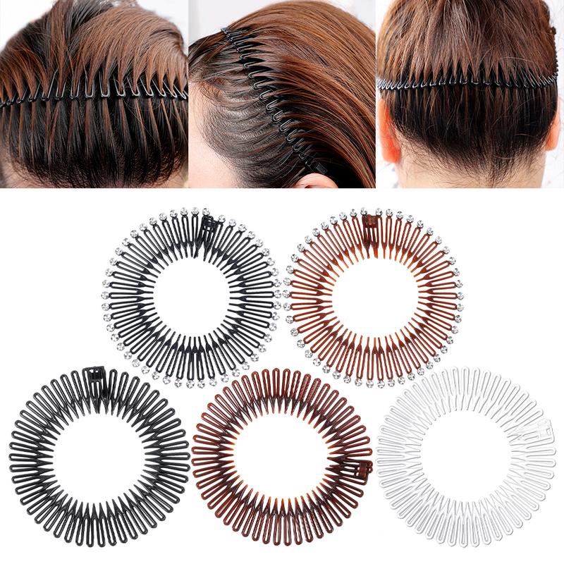 2 Stück Strass Kunststoff Vollkreis Dehnbar Diamant Flexibel Kammzähne Stirnband Haarband Clip Gesichtswaschung Fixiert Haarzubehör