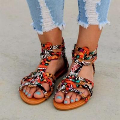 Damen Sandalen Rom Schuhe 2024 Sommer Neue Flats Hausschuhe Outdoor Strand Lässige Damenschuhe Böhmische Damen Pantoletten Zapatos Mujer