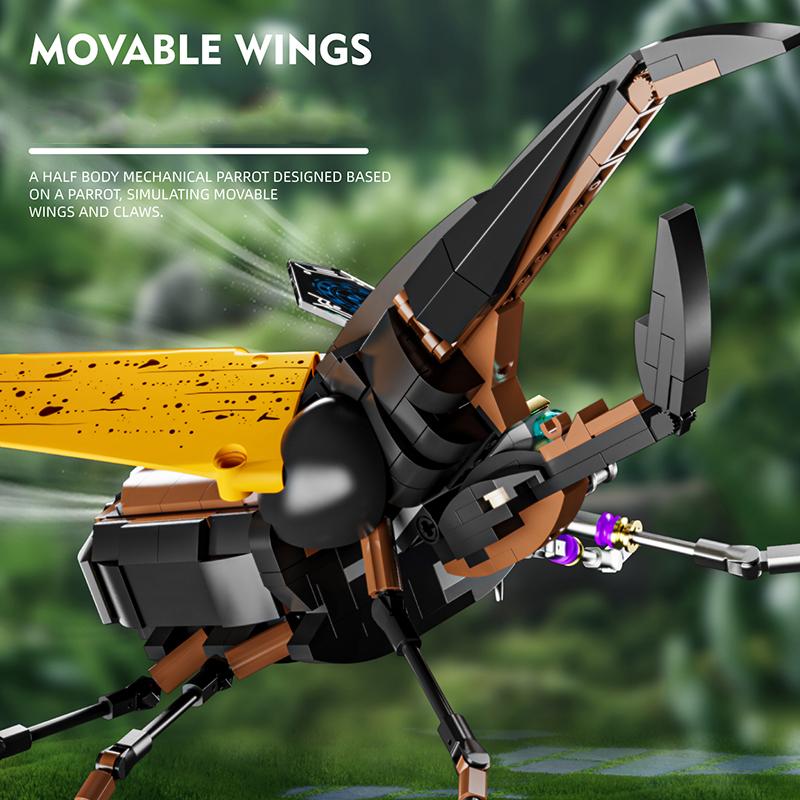 862PCS Glowing Beetle Building Blocks Jointed Wings Movable Mechanical Insect Model Bricks Puzzle DIY Toys Gifts For Kids