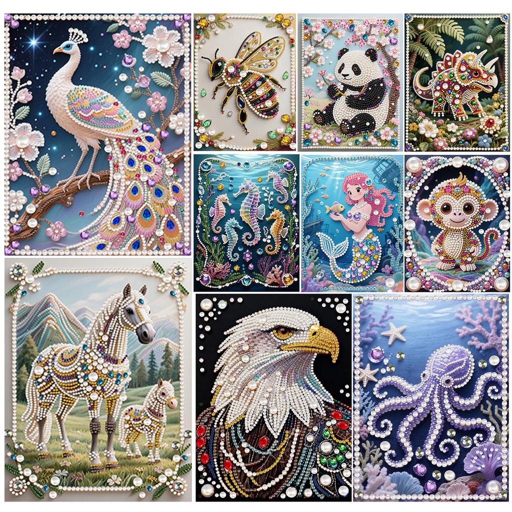 Animal Special Shaped 5D DIY Partial Drill Pearl Gem Diamond Art Painting Kit Home Decor Diamond Dots Pearl Gem Painting 30x40cm