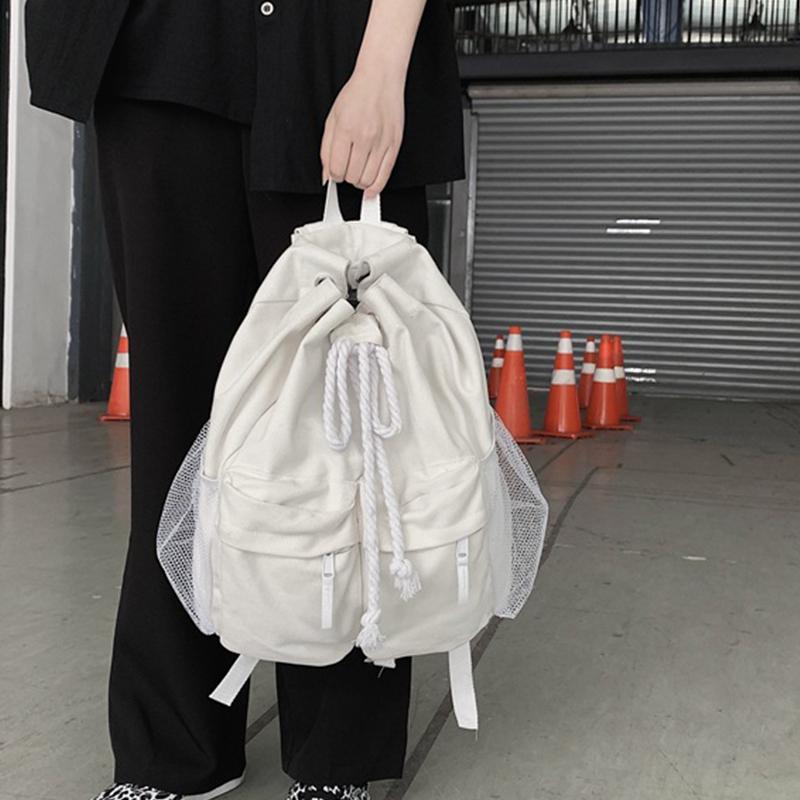 Zaini con coulisse per donne Zaini casual in tela per donne Zaini leggeri per studenti Borsa a tracolla Grande capacità Zaino da viaggio