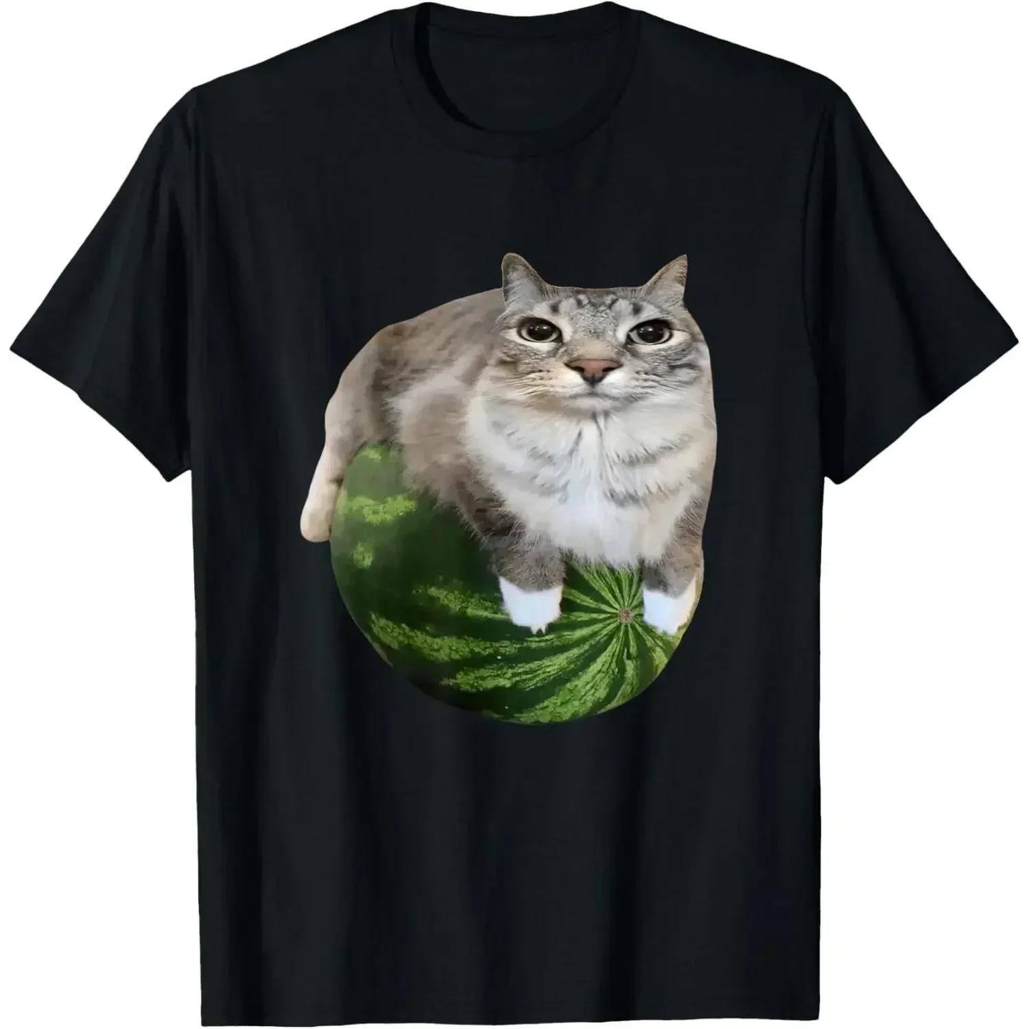 

Watermelon Cat Silly Cat Meme T-Shirt A Hilarious Watermelon Print Shirt Is A Stylish Unisex Top Women Clothing XXXXXL чорний