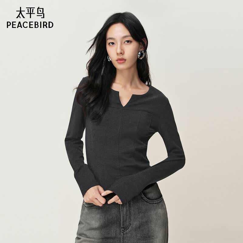 Peacebird Long Sleeve T-Shirt A3CPF4619 S