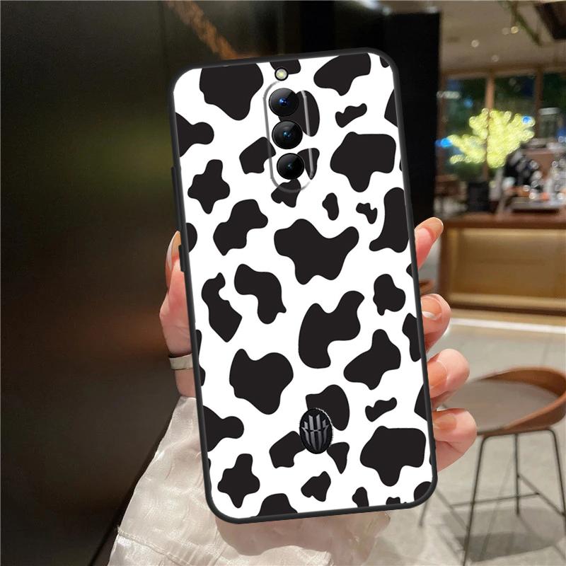 White Black Cow Print Case For ZTE Nubia Red Magic 11 10 9 8 8S 9S 10S Pro Plus 6 7 6S 7S For RedMagic 10 Air Cover