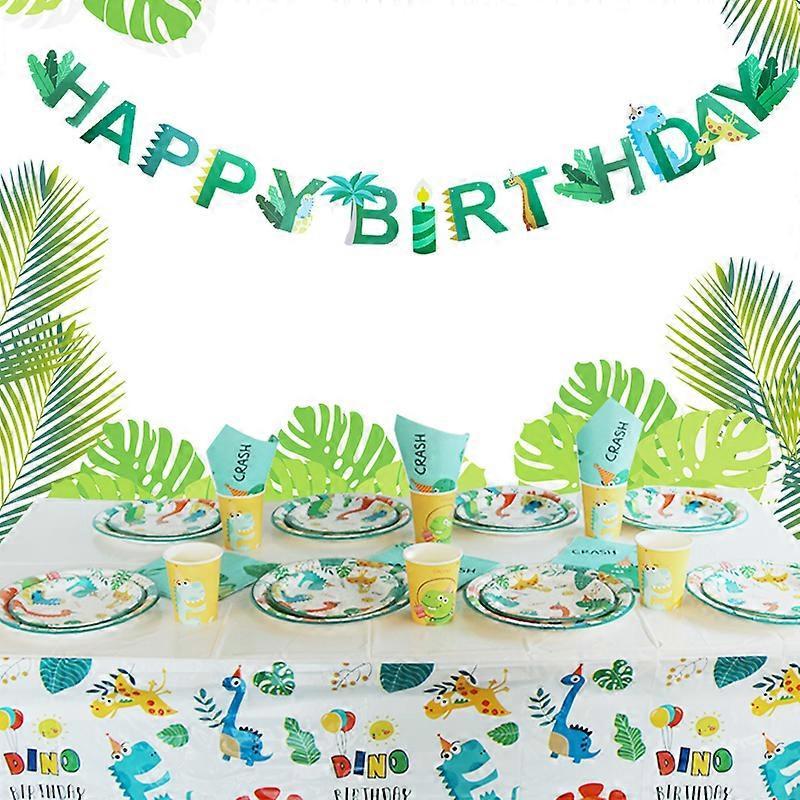 49pcs Dinosaur Birthday Party Supplies Dino Disposable Tableware Plate Will One Birthday Party Decoration Boy Kids Baby Shower