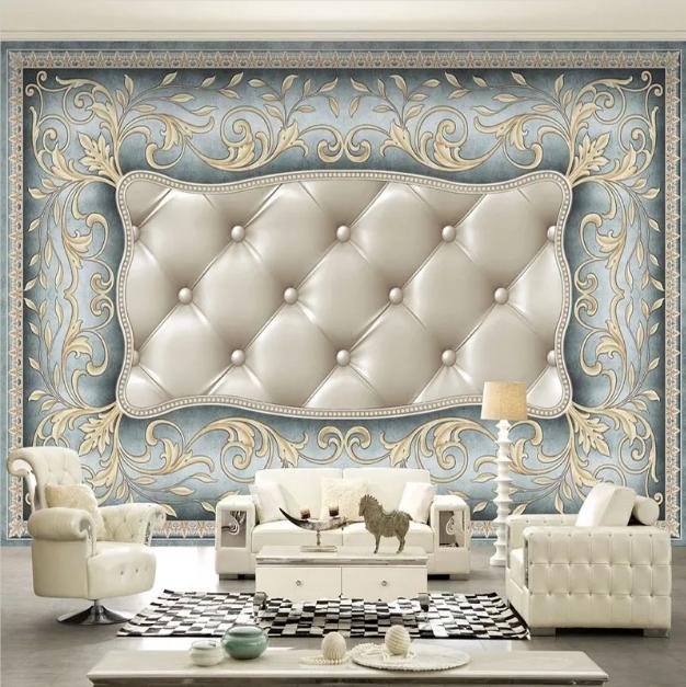 Wallpaper 3D Geometric Wall Mural Luxury Light Blue Background Mural Wall Decor Living Room Frescoes