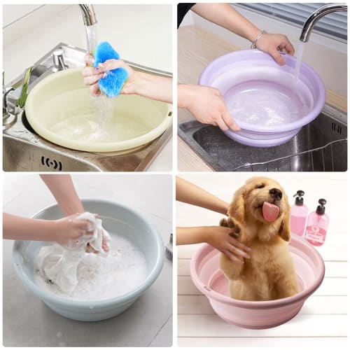 RULAYMAN Foldable Wash Basin, Washtub, Bucket, 3L, Foldable Silicone Bathtub for Laundry, Cleaning, Footbaths, and Baths (Gray, Small)