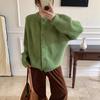 Lazy Wind Thick Needle Crew Neck Sweater Jacket Women's Autumn and Winter New Loose Thickened Soft Waxy Knitted Cardigan Top