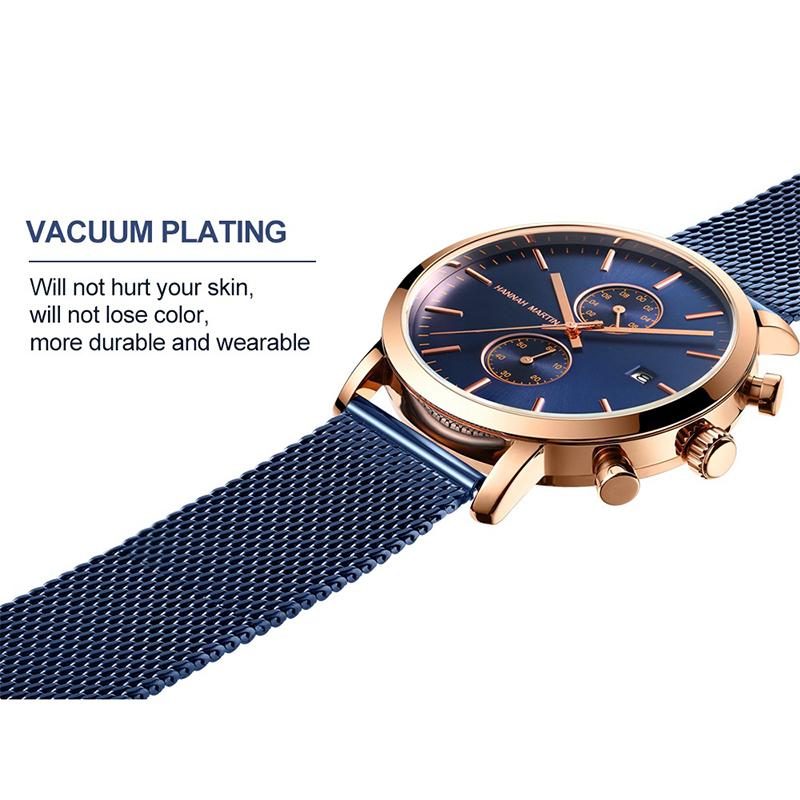 Schwarz Multifunktions Chronograph Mesh Band Wasserdicht Männer Große Zifferblatt Top Marke Luxus Uhr Männer Mode Uhren