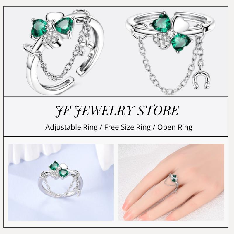 Free Size Ring For Women S925 Silver Original Blue Eyes Dragon Bee Shell Cherry Adjustable Rings Clover Chain Open Ring Jewelry