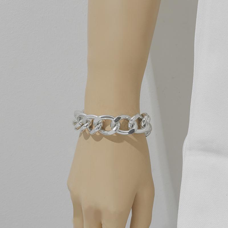 Hip Hop Thick Bracelet, Street Auction Personalized Gold Jewelry Punk Metal Chain Bracelet For Women
