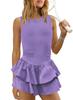 Abbigliamento da donna europeo e americano nuovo estate tinta unita sexy schiena scoperta design doppio strato senza maniche vestito gonna corta