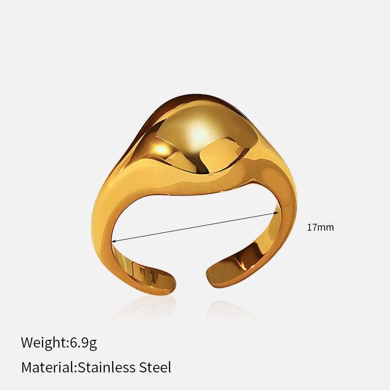 European and American fashion influencer bestseller: glossy open titanium steel ring, stainless steel plated with 18K gold, niche ring for women