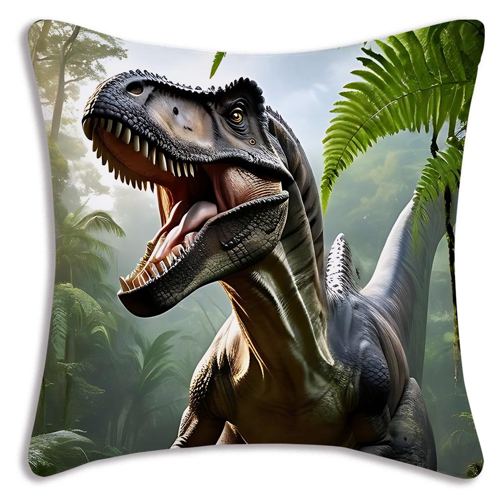 Cute Dinosaur Jurassic P-Park Pillow Covers Cartoon Sofa Decorative Home Double-sided Printing Short Plush Cute Cushion Cover