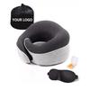 Memory Foam Travel Pillow Portable - U Shape Neck Support Pillow with Removable Cover, Collapsible for Airplane, Car, Office