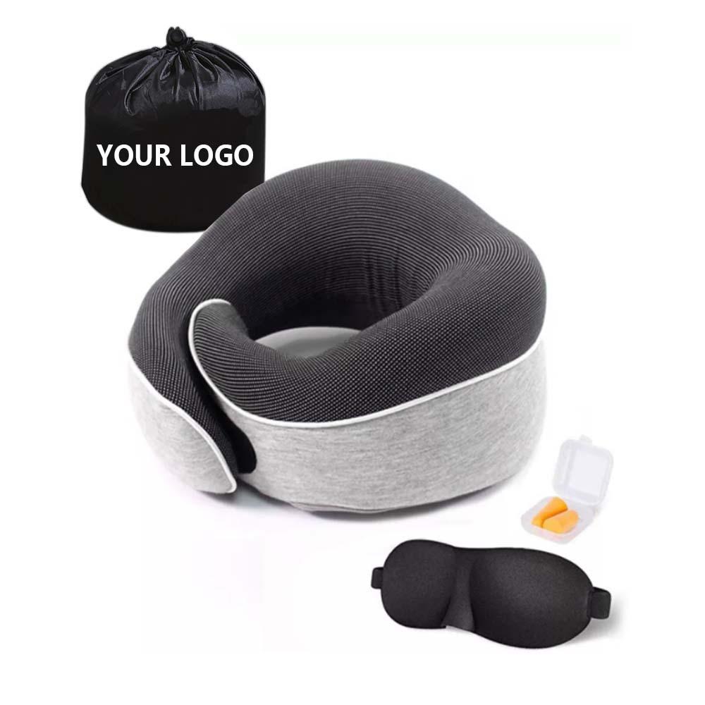 Memory Foam Travel Pillow Portable - U Shape Neck Support Pillow with Removable Cover, Collapsible for Airplane, Car, Office