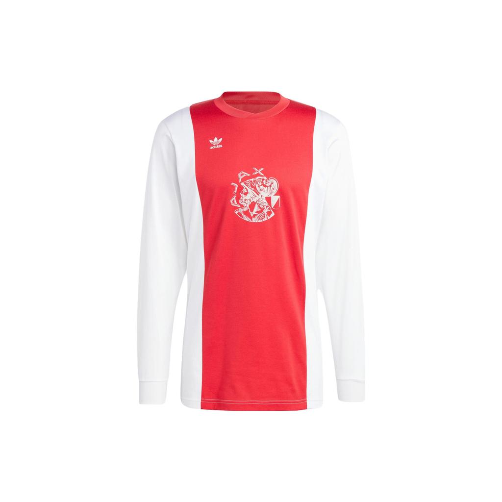 Adidas Alphabet Print Colorblock Crewneck Long Sleeve T-Shirt Men Tops Red IN4723