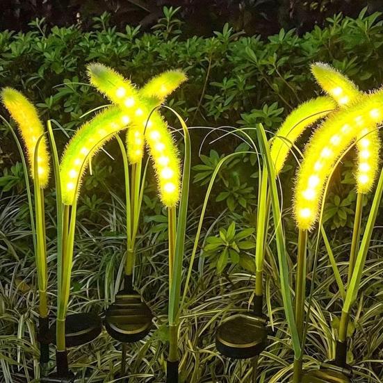 Solar Foxtail Light LED Foxtail Grass Solar-Powered Garden Light Decorative Light-up Foxtail Plant for Outdoor Yard Patio Lawn