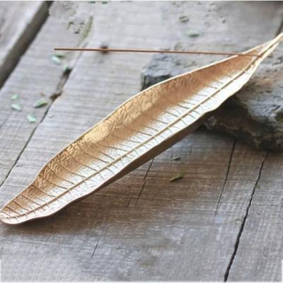 Portable Handmade Leaf Incense Tray Zinc Alloy Antique Incense Holder Leaf Design Vertical Incense Rack Gift