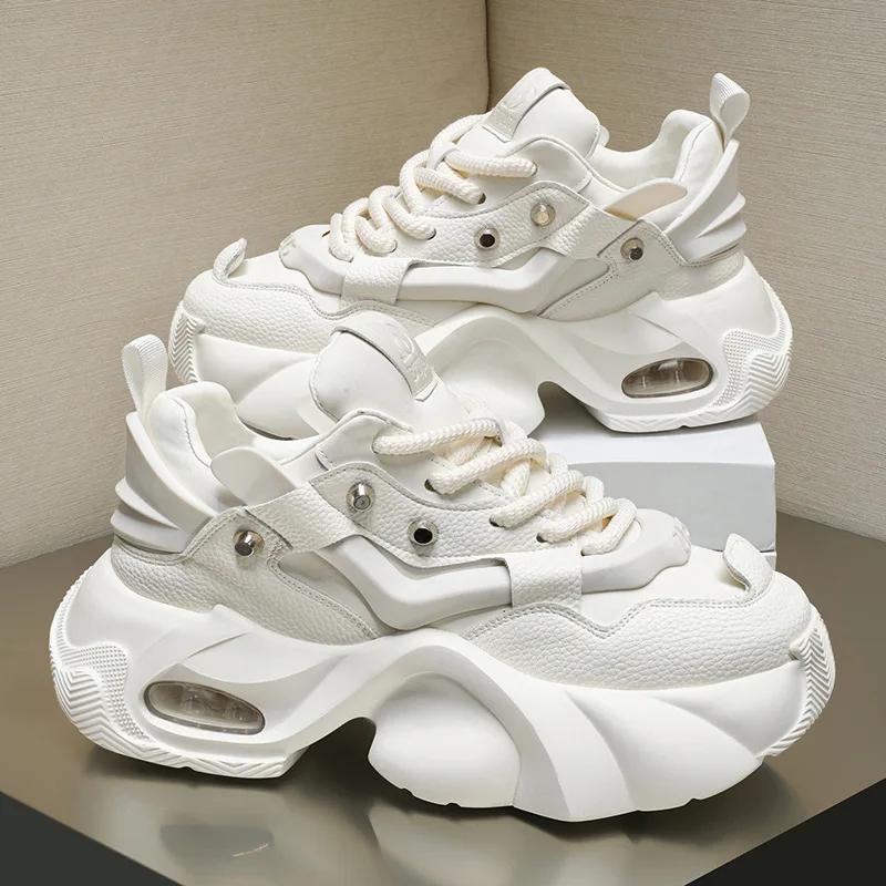 Fashion Men Chunky Sneakers Platform Shoes Outdoor Comfortable Sports Shoes for Men Lace Up Tennis Shoe New Height Increasing Male Shoes