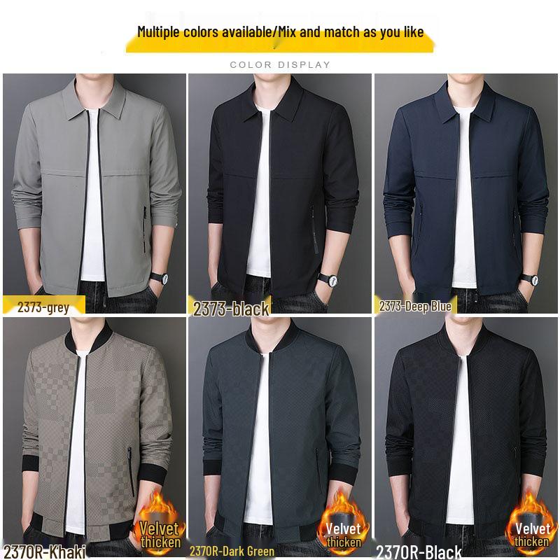 Men's Woodpecker Turn-Down Collar Jacket - Trendy Spring-Autumn Executive Coat, Versatile Business Wear for Dad.