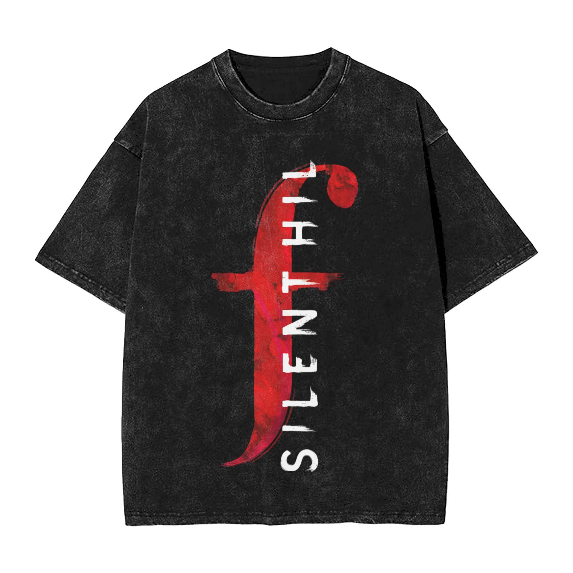 

Washed T Shirts Silent Hill F Horror Game Retro T-Shirts Streetwear Short Sleeve Graphic Printed Tees for Men Women S