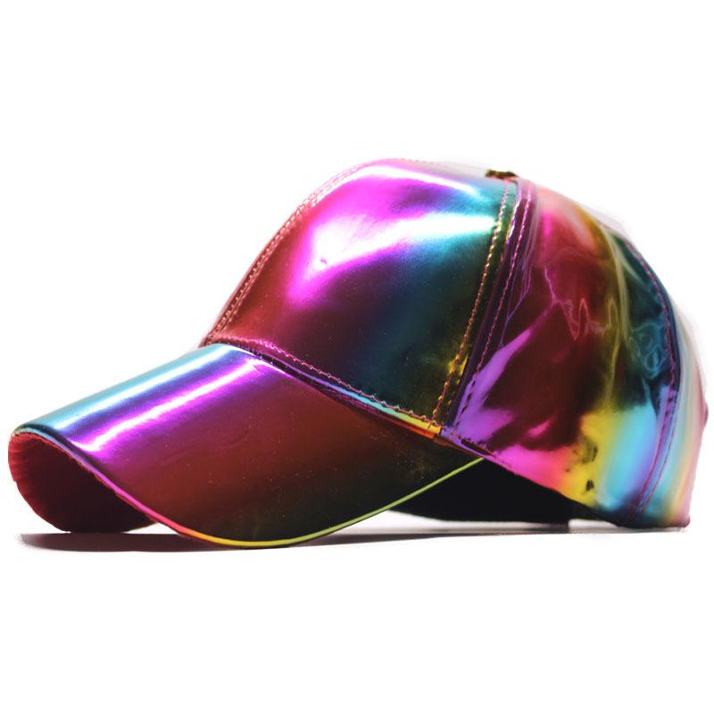 Colorful patent leather baseball cap, unisex street style shiny duckbill cap, suitable for outdoor sports and sun protection
