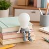 Translucent Bulb Night Light 3D Printed Articulated LED Glow-in-the-Dark Action Figure, Posable Head with Cute Mini Desk Lamp Movable Joints, Creative
