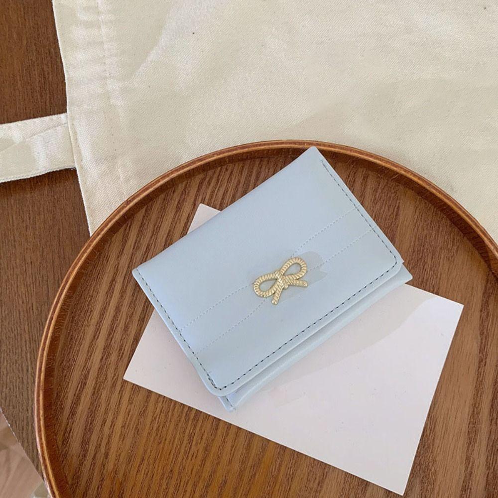Solid Color Mini Portable Purse Bow Portable Card Holder Card Organizer  Female Lady Girl