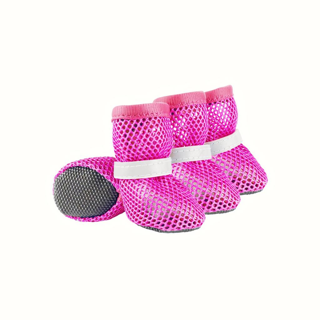 Pet Protective Mesh Dog Boots with Non-Slip Sole Reflective Strap Adjustable Fit for Small Medium Large Dogs Outdoor Walking