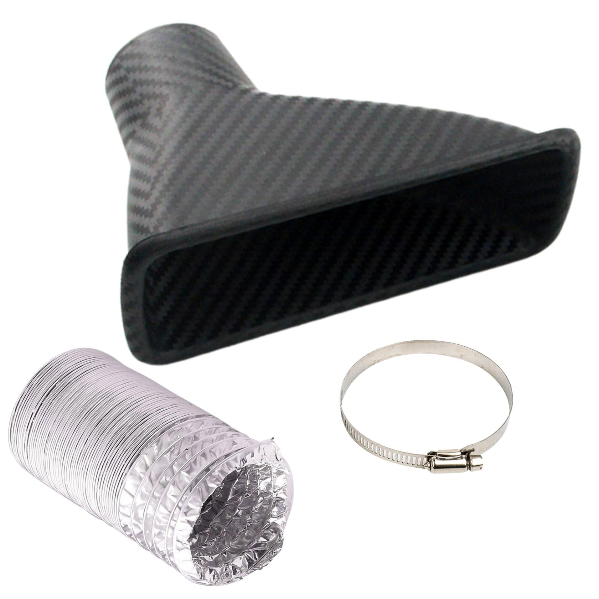 

cartuccia Air Intake Duct, Universal Dry Carbon Wind Bumper Hood Intake Aluminum Funnel Telescopic Hose