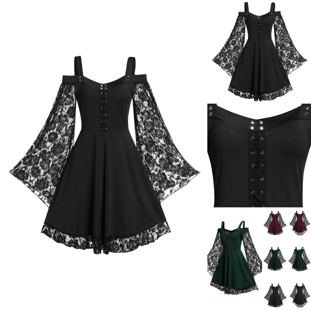 Atemberaubendes Vintage Mittelalter-Partykleid für Damen mit großem Schwingrock, perfekt für Cosplay und Halloween