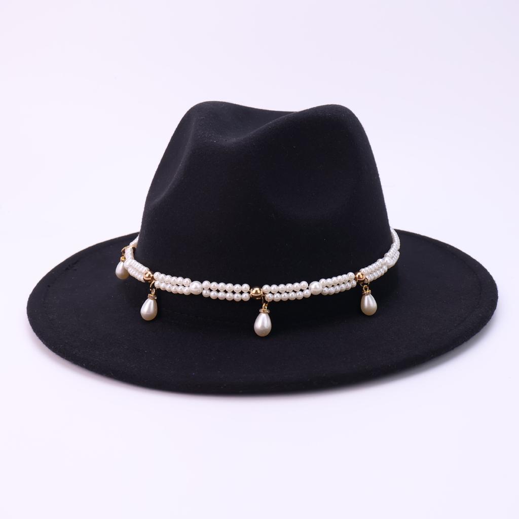 New European and American women's big-brimmed top hat British retro accessories jazz hat men's woolen felt hat sun hat
