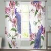 Påfågel Sakura Blommiga Skira Fönstergardiner För Vardagsrum Sovrum Moderna Voile Tyllgardiner Tyg Draperier För Kök