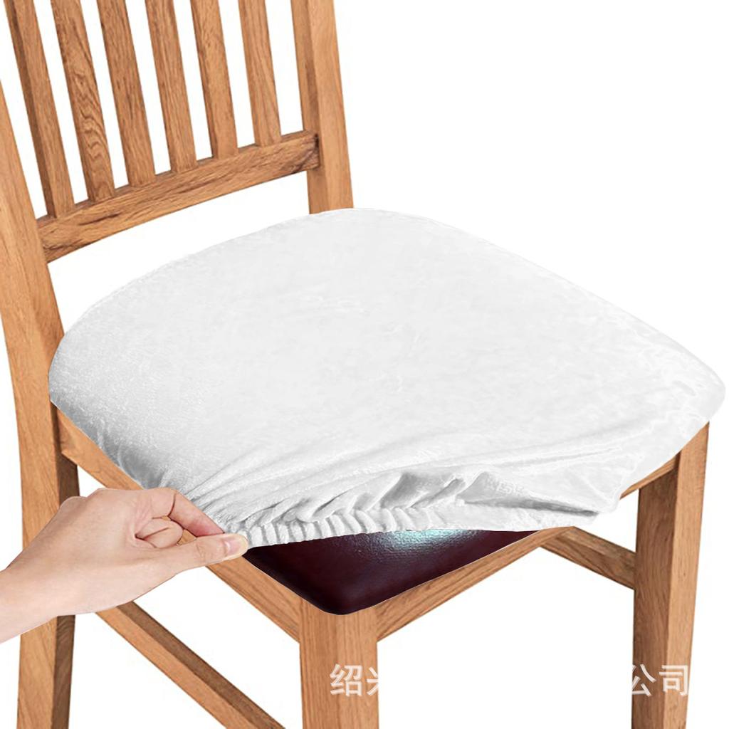 Silver Fox Velvet Buckle Chair Pad, Stretchable Velvet Seat Cover with Snap Closure