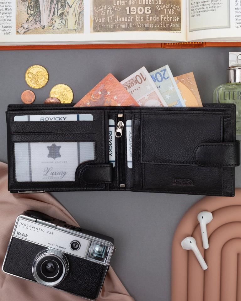 Men's Leather Wallet N992L-PDM-RON-BP-9137 Black