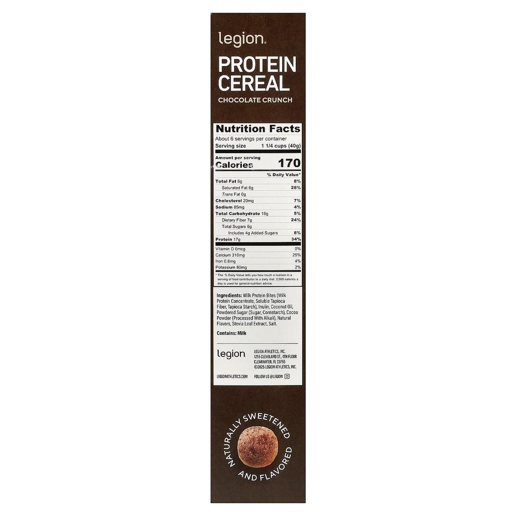 Legion Athletics Protein Cereal, Chocolate Crunch, 8.46 oz (240 g)